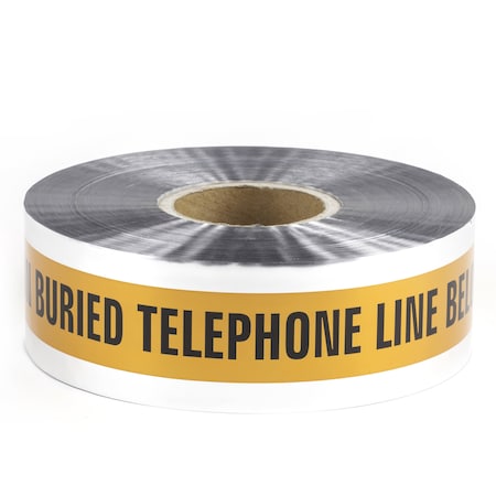Dottie Detectable Warning Tape, Caution Buried Telephone Line Below, Orange, Foil Bonded Polyethylene DU05